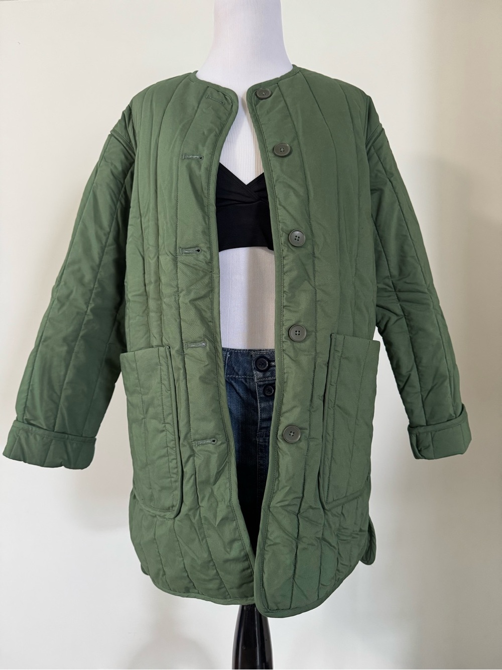 NWOT Everlane XS Quilted Olive Green Women's Coat
